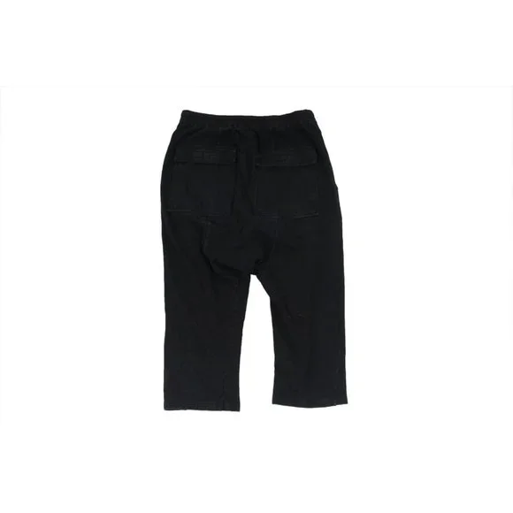 Rick Owens Men Cropped Pants Medium Black Cotton Drop Crotch Drawstring Trousers - Picture 2 of 10